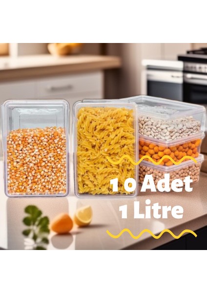 Plastik Kapaklı Saklama Kabı 10 Adet 1 Litre - DerinDondurucu&Buzdolabı Düzenleyici fırsatları