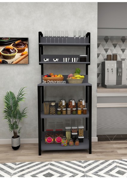 Mutfak Dolabı Raflı Çok Amaçlı Düzenleyici Mutfak Dolabı Banyo Dolabı Kahve Köşesi Mdf 170 Cm