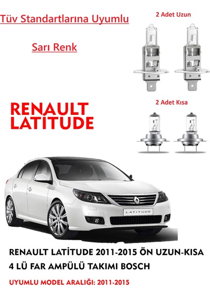 Renault Latitude 2011 Model Ön Uzun-Kısa 4 Lü Far Ampülü Takımı