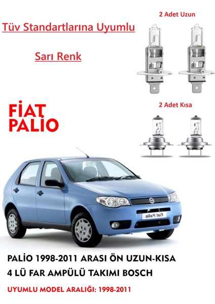 Palio 2007 Model Ön Uzun-Kısa 4 Lü Far Ampülü Takımı