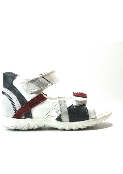 PTN.3000 Hakiki Deri Beyaz Ortopedik Erkek Bebek Sandalet