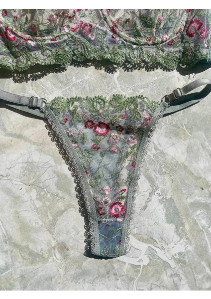 Şeffaf Yeşil Çiçekli Bralet Sütyen Takım fırsatları