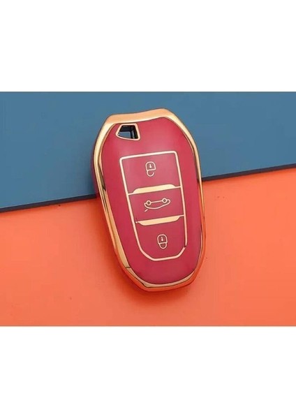 Peugeot 208 308 508 3008 5008 Anahtar Kılıfı Sustasız Model Kırmızı