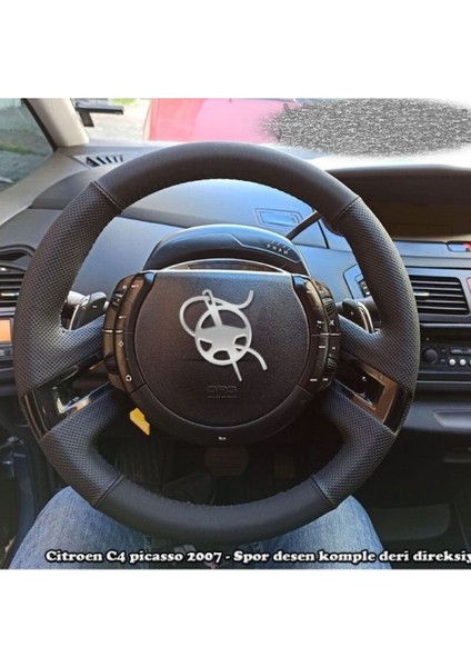 Citroen C4 Picasso 2007 Araca Özel Deri Direksiyon Kılıfı (Noktalı Düz)