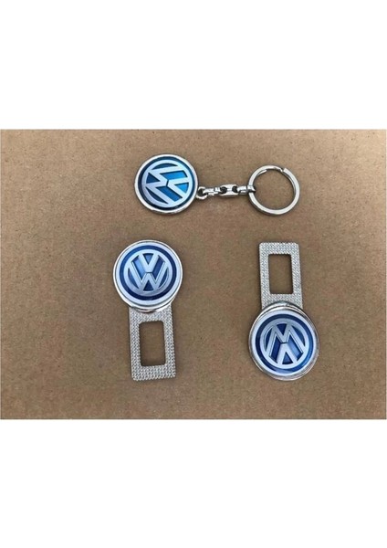 Volkswagen Uyumlu Ikaz Ses Susturucu Metal Toka 1 Çift ve 1 Adet Anahtarlık