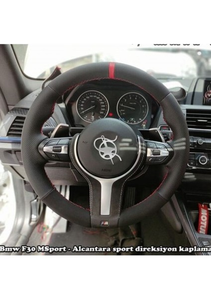 Bmw F30 M Araca Özel Direksiyon Kılıfı (Nubuk Noktalı Yüzüklü)