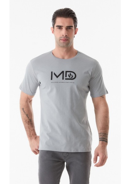 Md Yazılı Bisiklet Yaka T-Shirt