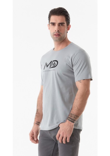 Md Yazılı Bisiklet Yaka T-Shirt