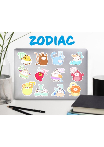 Cartoon Zodiac Signs Defter Suluk Laptop Notebook Tablet Telefon Kılıf Sticker Seti