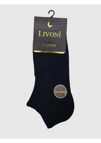 Siyah Gold Livoni Bambu Yarım Patik Erkek Çorap Dikişsiz 12 Çift