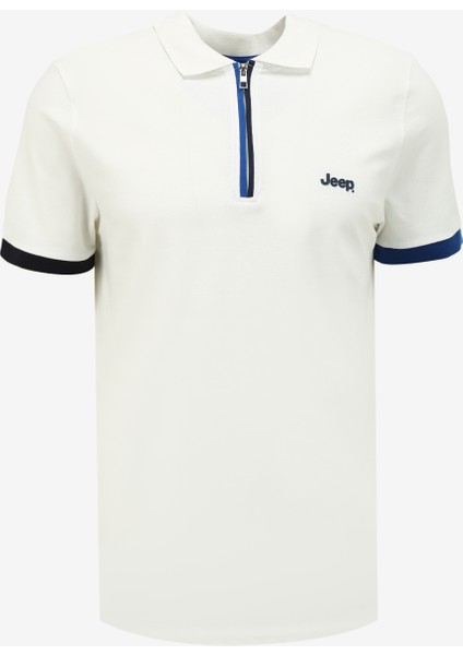 Beyaz Erkek Polo Yaka Relaxed Polo T-Shirt J4SM-TST7233