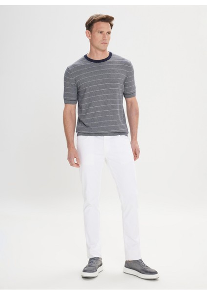 ALTINYILDIZ CLASSICS Erkek Lacivert-Beyaz Standart Fit Normal Kesim %100 Pamuk Çizgili Bisiklet Yaka Triko Tişört fiyatları