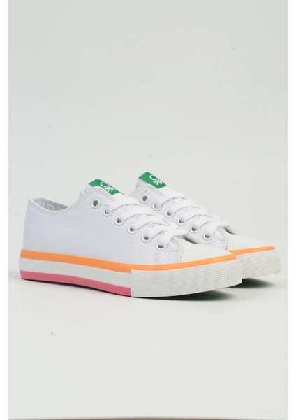 Benetton® Ithal Beyaz Turuncu Kadın Spor Ayakkabı BNI-10031 fırsatları