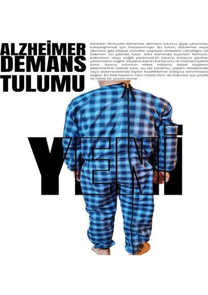 Uzun Kollu,ribanalı Demans Tulumu Hasta Bakım Kıyafet Terletmez Ekose Kumaş %100 Pamuk fiyatları