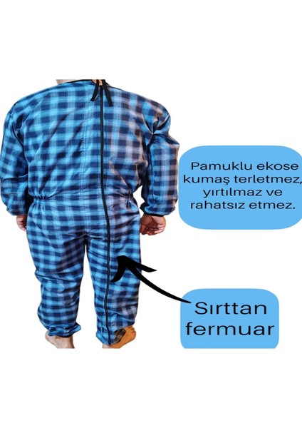 Uzun Kollu,ribanalı Demans Tulumu Hasta Bakım Kıyafet Terletmez Ekose Kumaş %100 Pamuk fırsatları