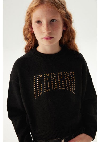 Kız Çocuk Siyah Kazak modelleri