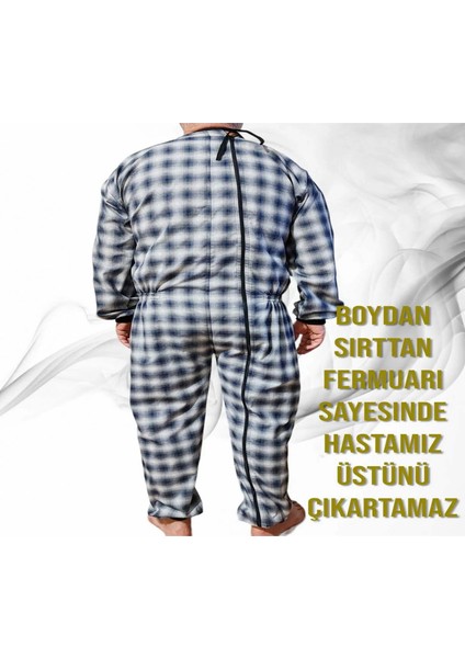 Kısa ve Uzun Kol Tulumu Hasta Bakım Kıyafet Terletmez Ekose Kumaş %100 Pamuk modelleri