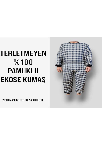 Kısa ve Uzun Kol Tulumu Hasta Bakım Kıyafet Terletmez Ekose Kumaş %100 Pamuk fırsatları