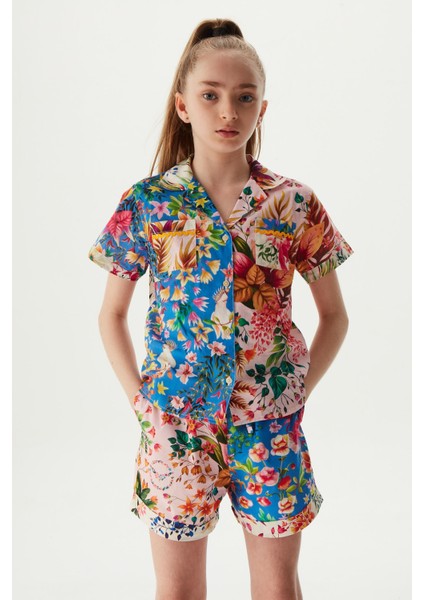 Kız Çocuk Desenli Gömlek 23SS2SW6616