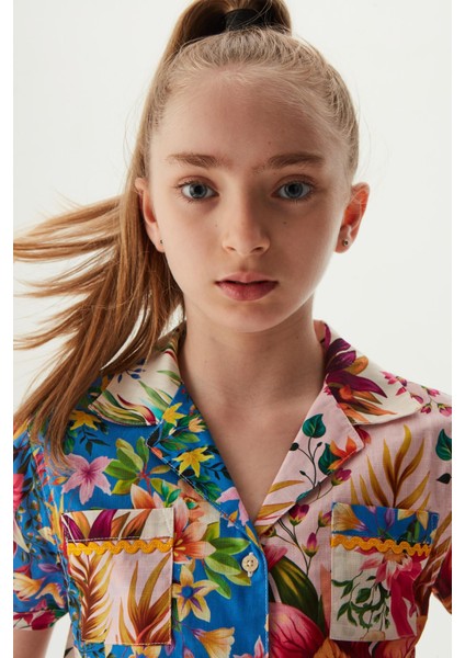 Kız Çocuk Desenli Gömlek 23SS2SW6616