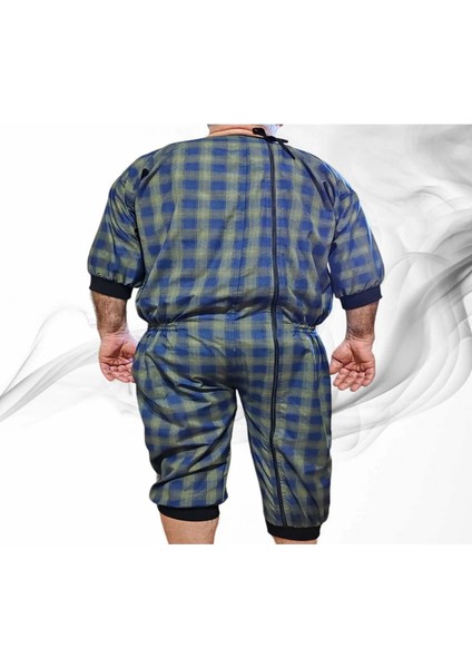 Kısa Kol Ribanalı Demans Tulumu Hasta Bakım Kıyafet Terletmez Ekose Kumaş %100 Pamuk fiyatları