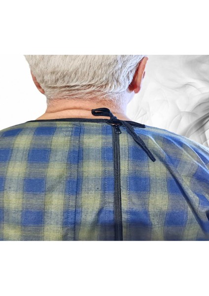 Kısa Kol Ribanalı Demans Tulumu Hasta Bakım Kıyafet Terletmez Ekose Kumaş %100 Pamuk fırsatları