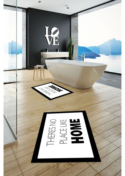 Dijital Baskılı Yıkanabilir Home Yazılı Ikili Banyo Halısı Paspas, Klozet-13-Beyaz, fiyatları
