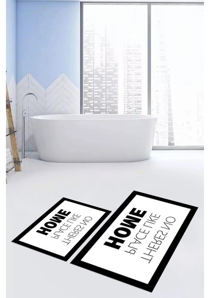 Dijital Baskılı Yıkanabilir Home Yazılı Ikili Banyo Halısı Paspas, Klozet-13-Beyaz, modelleri