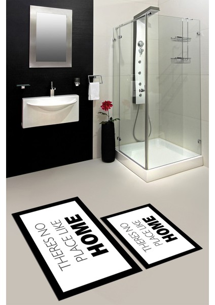 Dijital Baskılı Yıkanabilir Home Yazılı Ikili Banyo Halısı Paspas, Klozet-13-Beyaz, fırsatları
