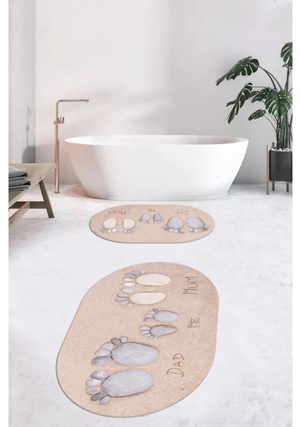 3d Dijital Baskılı Yıkanabilir Anne Baba Çocuk Ikili Oval Banyo Halısı, Klozet-16-Renkli, fiyatları