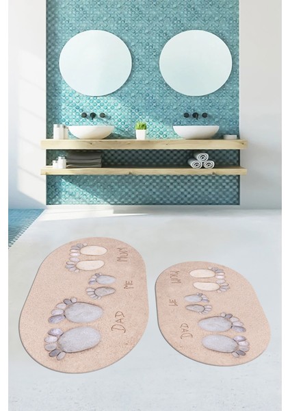 3d Dijital Baskılı Yıkanabilir Anne Baba Çocuk Ikili Oval Banyo Halısı, Klozet-16-Renkli, modelleri