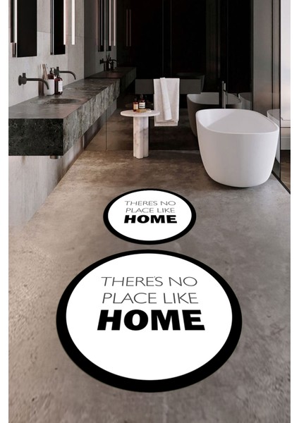 Dijital Baskılı Yıkanabilir Home Yazılı Ikili Yuvarlak Banyo Halısı Paspas, Klozet-13-Beyaz, fırsatları