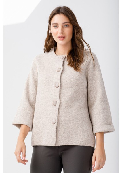Kadın Dik Yaka Kaban V.Bej fırsatları