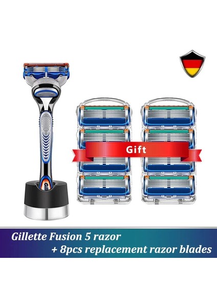 Gümüş Tarzı Güvenlik Düz Jilet Gillette Fusioaver Erkekler Için Standlı Tıraş Makinesi Kasetleri Jiletli Tıraş Seti Shavette (Yurt Dışından)