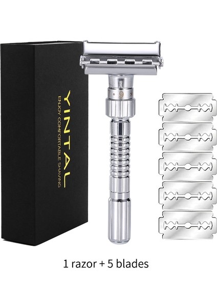 Bir Stil Ayarlanabilir Çift Kenar Tıraş Emniyetli Tıraş Makinesi Tıraş Bıçakları Bıçaklı Çinko Alaşımlı Krom Jilet (Yurt Dışından)