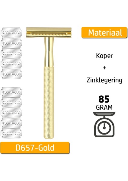 D657-ALTIN Tarzı Haward Jiletli Jilet, 10 Jiletli, Kadın Metal Tıraş Makinesi, Erkek Manuel Sakal Tıraş Makinesi, Sürdürülebilir, Sıfır Atık, Yeniden Kullanılabilir (Yurt Dışından)