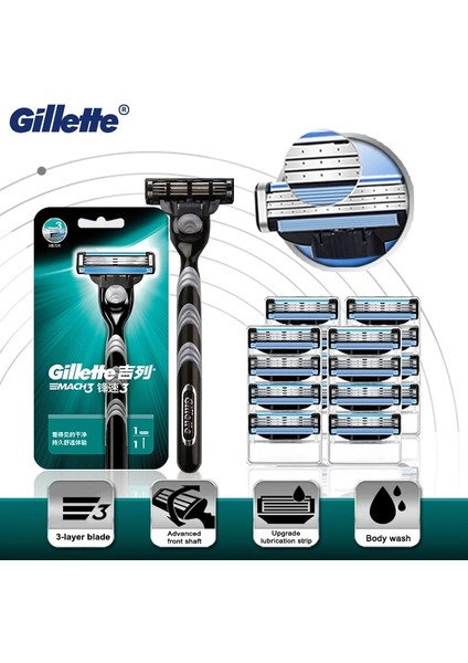 Siyah Stil Düz Emniyetli Jilet Gillette Maaving Makinesi Kasetleri Yüz Tıraş Makinesi Durumda Erkekler Için Tıraş Seti Sakal Shavette Araçları (Yurt Dışından)