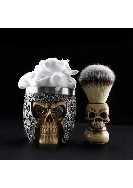 Altın Tarzı Berber Dükkanı High-End Kafatası Tasarım Naylon Kıllar Sakal Fırçası Erkekler Sakal Temizleme Araçları Köpük Fırça Berber Salonu Tıraş Araçları (Yurt Dışından) fırsatları
