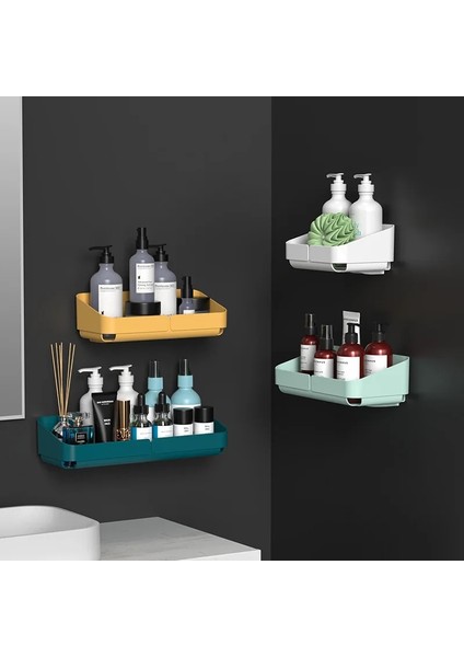 Beyaz Stil M Boyutu Banyo Rafı Duvar Rafları Raf Plastik Banyo Köşe Rafı Duvara Monte Basit Mutfak Depolama Tutucu Banyo Aksesuarları (Yurt Dışından) modelleri