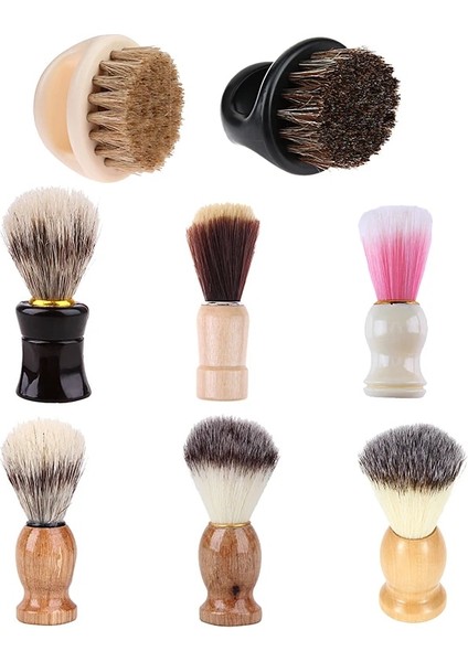 E Tarzı Porsuk Saç Erkek Tıraş Fırçası Salon Erkekler Yüz Sakal Temizleme Cihazı Tıraş Tarzı Aracı Jilet Fırçası Ahşap Saplı Erkekler Için (Yurt Dışından)