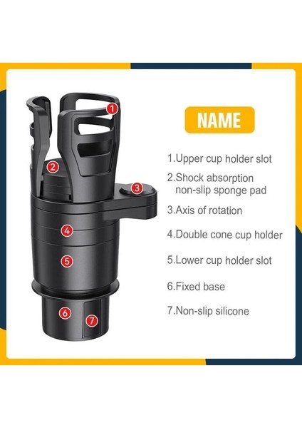 1 Adet Tarzı 4 In 1 Ayarlanabilir Araba Bardak Tutucu Araba Içme Suyu Şişesi Tutma Derece Dönebilen Su Bardak Tutucu Araca Monteli Kaymaz (Yurt Dışından)