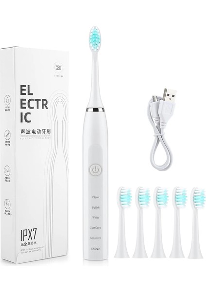 Kahverengi Tarzı Ultrasonik Elektrikli Diş Fırçası USB Şarj Edilebilir Diş Plak Temizleme 6 Ayarlanabilir Mod Ipx7 Dakika Yetişkin Diş Fırçaları (Yurt Dışından)