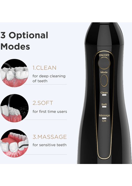 FW-5020E-BEYAZ Stil Fairywill Diş Diş Ipi 300ML Oral Irrigator Şarj Edilebilir Taşınabilir Diş 3 Mod Su Deposu Su Geçirmez Diş Temizleyici (Yurt Dışından)