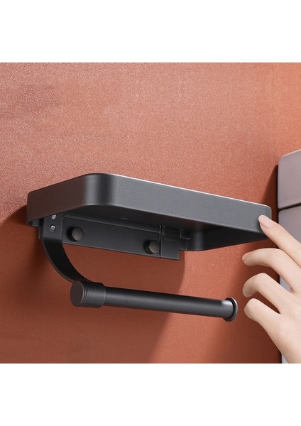 Gri Tarzı Duvara Monte Rulo Kağıt Havlu Tutucu Alüminyum Kağıt Mendil Rafı Tuvalet Kağıdı Dağıtıcısı Telefon Depolama Rafı Banyo Organizatör Için (Yurt Dışından) fırsatları