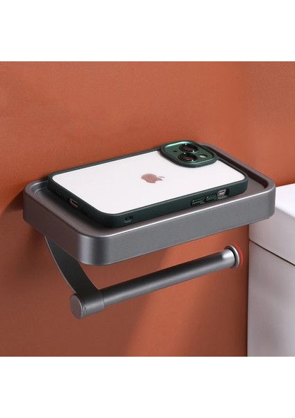 Gri Tarzı Duvara Monte Rulo Kağıt Havlu Tutucu Alüminyum Kağıt Mendil Rafı Tuvalet Kağıdı Dağıtıcısı Telefon Depolama Rafı Banyo Organizatör Için (Yurt Dışından) indirimleri