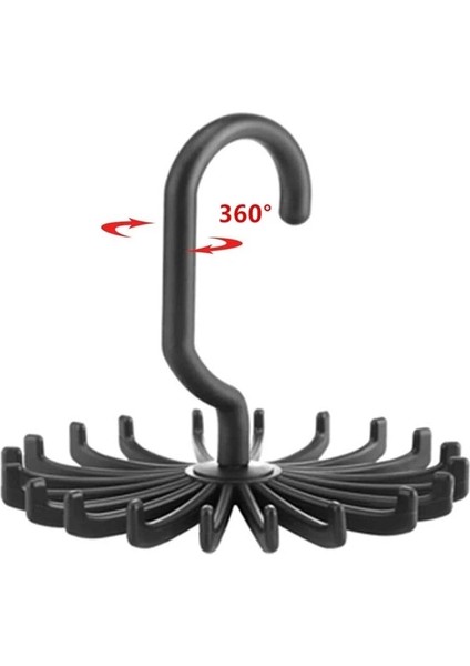 Siyah Stil Loset Kravat Rafı 20 Kanca Asılı Kemerler Eşarp Tutucu Organizatör Uzay Tasarrufu Tasarım 360 Dönebilen Ev Aksesuarları (Yurt Dışından)