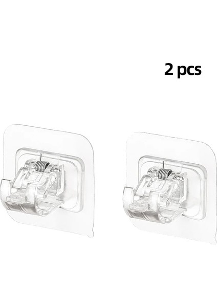 2 Adet-Şeffaf Stil Kendinden Yapışkanlı Kancalar Yumruksuz Perde Çubuk Klip Kanca Duş Perdesi Çubuk Asılı Tutucu Ev Sabit Klip Asılı Kanca Tutucu (Yurt Dışından)