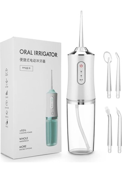 Beyaz Stil Taşınabilir Diş Oral Irrigator Diş Duşu Ağız Temizleme Makinesi Irri USB Şarj Edilebilir Ölçekleyici Diş Irrigator Dişler Için (Yurt Dışından)