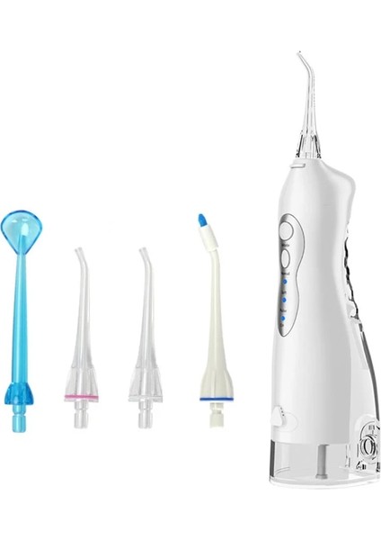 Beyaz Stil Oral Irrigator USB Taşınabilir Diş Diş Duşu Ipx7 Su Geçirmez Diş Su Jeti Diş Temizleyici + 5 Meme Diş Beyazlatma (Yurt Dışından)