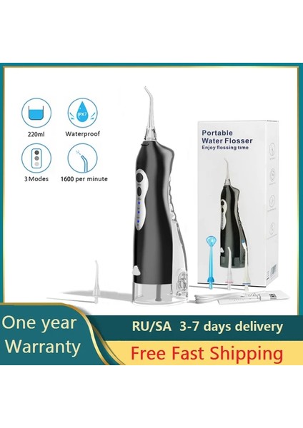 Beyaz Stil Oral Irrigator USB Taşınabilir Diş Diş Duşu Ipx7 Su Geçirmez Diş Su Jeti Diş Temizleyici + 5 Meme Diş Beyazlatma (Yurt Dışından)